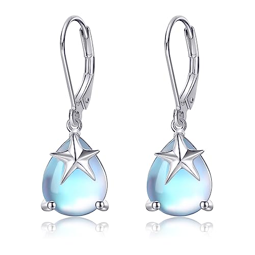 Seestern Drop Ohrringe Sterling Silber Seestern Mondstein Leverback Ohrringe Schmuck Geschenke für Frauen Mädchen von JERWLI