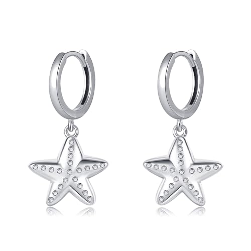Seestern Ohrringe Sterling Silber Seestern Dangle Ohrringe Schmuck Geschenke für Frauen Teen Mädchen Mutter Freunde Freundin von JERWLI