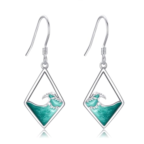 Welle Ohrringe Dangle S925 Sterling Silber Ozean Wellen Ohrstecker Wellen Schmuck für Frauen Damen Weibliche Wellen Geschenke von JERWLI