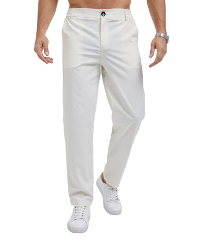 JESDM Chinohose Herren Lang Sommer Freizeithose Elastischer Taille mit Taschen Beige 3XL von JESDM