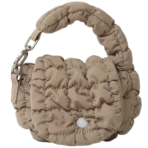 Super Mini gesteppte Geldbörse für Damen, Zubehör, Puffer-Handtaschen, Charm, Lippenstift-Tasche, niedliches Handgelenk, gepolsterte Tasche aus Nylon, Khaki Super Mini gesteppte Geldbörse für Damen, Zubehör, Puffer-Handtaschen, Charm, Lippenstift-Tasche, niedliches Handgelenk, gepolsterte Tasche aus Nylon, Khaki von JESPPIN