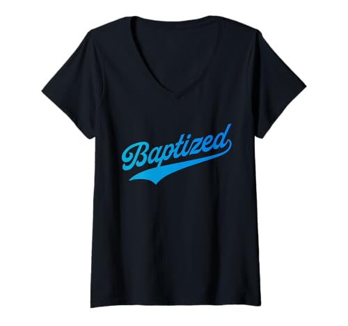 Damen Baptized T-Shirt mit V-Ausschnitt von JESUS IS KING