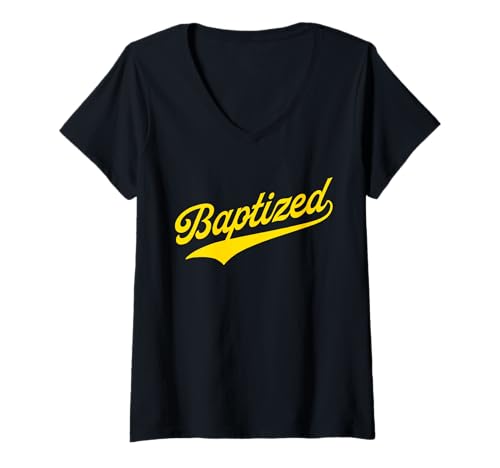 Damen Baptized T-Shirt mit V-Ausschnitt von JESUS IS KING