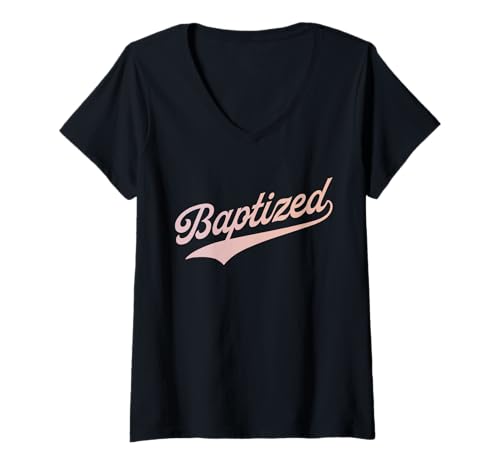 Damen Baptized T-Shirt mit V-Ausschnitt von JESUS IS KING