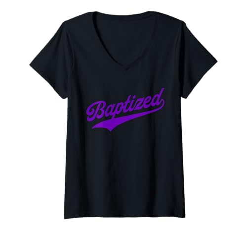 Damen Baptized T-Shirt mit V-Ausschnitt von JESUS IS KING