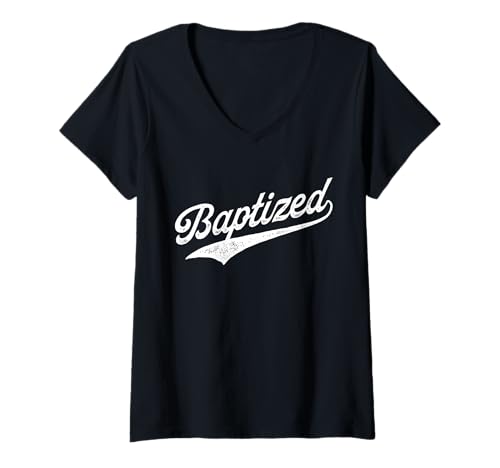 Damen Baptized T-Shirt mit V-Ausschnitt von JESUS IS KING