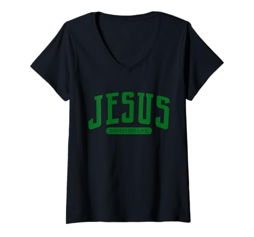 Damen JESUS SAVED MY LIFE T-Shirt mit V-Ausschnitt von JESUS IS KING