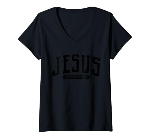 Damen JESUS SAVED MY LIFE T-Shirt mit V-Ausschnitt von JESUS IS KING
