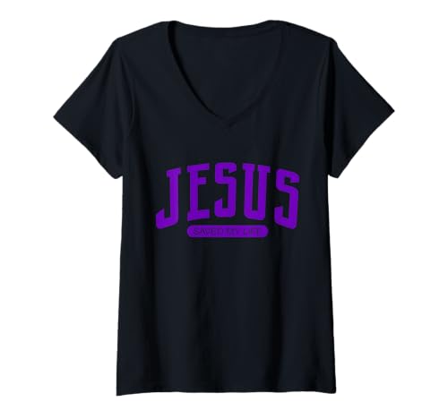 Damen JESUS SAVED MY LIFE T-Shirt mit V-Ausschnitt von JESUS IS KING