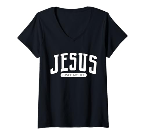 Damen JESUS SAVED MY LIFE T-Shirt mit V-Ausschnitt von JESUS IS KING