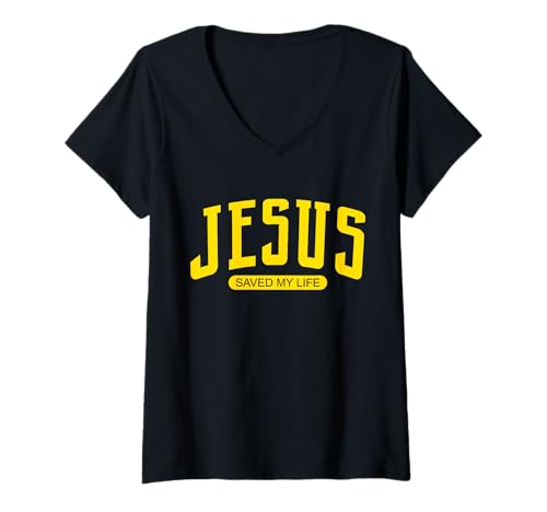Damen JESUS SAVED MY LIFE T-Shirt mit V-Ausschnitt von JESUS IS KING