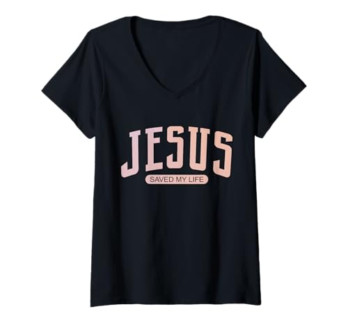 Damen JESUS SAVED MY LIFE T-Shirt mit V-Ausschnitt von JESUS IS KING
