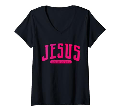 Damen JESUS SAVED MY LIFE T-Shirt mit V-Ausschnitt von JESUS IS KING