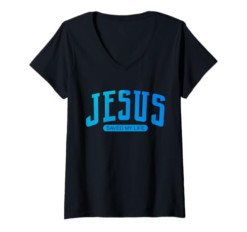 Damen JESUS SAVED MY LIFE T-Shirt mit V-Ausschnitt von JESUS IS KING