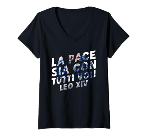 Damen La pace sia con tutti voi! Leo XIV T-Shirt mit V-Ausschnitt von JESUS IS KING