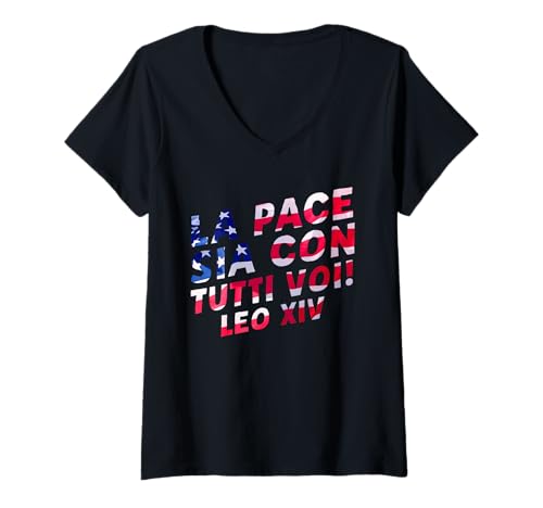 Damen La pace sia con tutti voi! Leo XIV T-Shirt mit V-Ausschnitt von JESUS IS KING