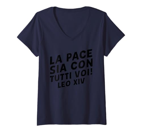 Damen La pace sia con tutti voi! Leo XIV T-Shirt mit V-Ausschnitt von JESUS IS KING