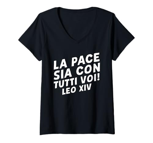Damen La pace sia con tutti voi! Leo XIV T-Shirt mit V-Ausschnitt von JESUS IS KING