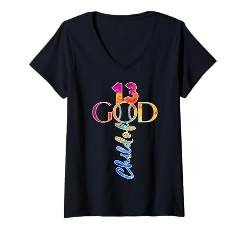 Damen JESUS 13 YEARS CHILD OF GOD BASEBALL 13. GEBURTSTAG T-Shirt mit V-Ausschnitt Damen JESUS 13 YEARS CHILD OF GOD BASEBALL 13. GEBURTSTAG T-Shirt mit V-Ausschnitt von JESUS LOVES BASEBALL BIRTHDAY DESIGNS & OUTFITS