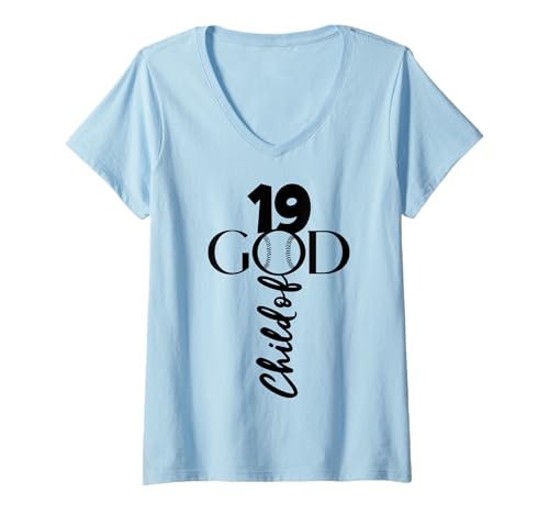 Damen JESUS 19 JAHRE GOTT BASEBALL 19. GEBURTSTAG T-Shirt mit V-Ausschnitt von JESUS LOVES BASEBALL BIRTHDAY DESIGNS & OUTFITS