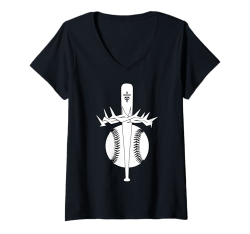 Damen RELIGIÖS Jesus Baseball Christ Gott Baseball T-Shirt mit V-Ausschnitt Damen RELIGIÖS Jesus Baseball Christ Gott Baseball T-Shirt mit V-Ausschnitt von JESUS LOVES BASEBALL DESIGNS & OUTFITS