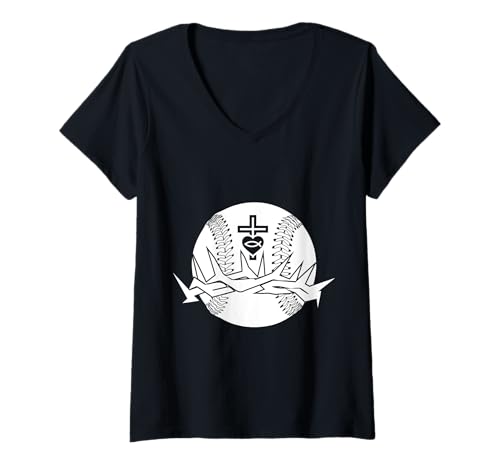 Damen RELIGIÖS Jesus Baseball Christ Gott Baseball T-Shirt mit V-Ausschnitt Damen RELIGIÖS Jesus Baseball Christ Gott Baseball T-Shirt mit V-Ausschnitt von JESUS LOVES BASEBALL DESIGNS & OUTFITS