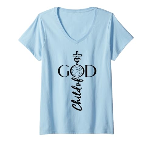 Damen RELIGIÖS JESUS BASKETBALL CHILD OF GOD BASKETBALL T-Shirt mit V-Ausschnitt Damen RELIGIÖS JESUS BASKETBALL CHILD OF GOD BASKETBALL T-Shirt mit V-Ausschnitt von JESUS LOVES BASKETBALL DESIGNS & OUTFITS