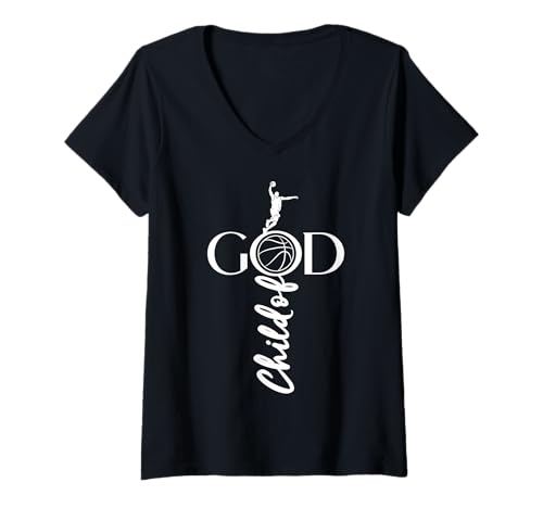Damen RELIGIÖS JESUS BASKETBALL CHILD OF GOD BASKETBALL T-Shirt mit V-Ausschnitt Damen RELIGIÖS JESUS BASKETBALL CHILD OF GOD BASKETBALL T-Shirt mit V-Ausschnitt von JESUS LOVES BASKETBALL DESIGNS & OUTFITS