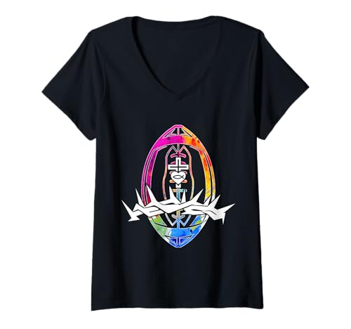 Damen RELIGIÖS Jesus Football CHRISTLICH Gott Football T-Shirt mit V-Ausschnitt Damen RELIGIÖS Jesus Football CHRISTLICH Gott Football T-Shirt mit V-Ausschnitt von JESUS LOVES FOOTBALL DESIGNS & OUTFITS
