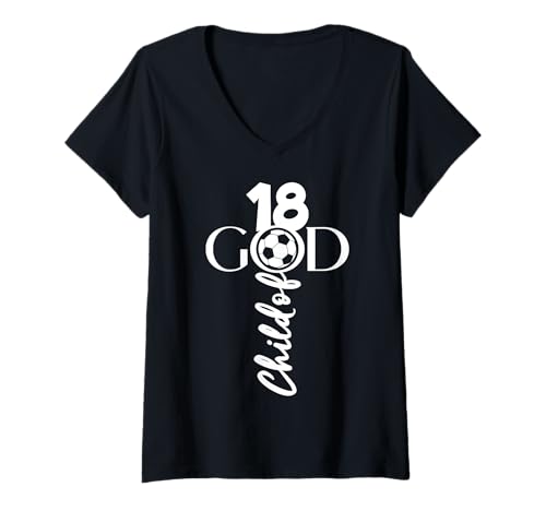 Damen JESUS CHRISTUS 18 YEARS CHILD OF GOD FUßBALL 18. GEBURTSTAG T-Shirt mit V-Ausschnitt Damen JESUS CHRISTUS 18 YEARS CHILD OF GOD FUßBALL 18. GEBURTSTAG T-Shirt mit V-Ausschnitt von JESUS LOVES SOCCER BIRTHDAY DESIGNS AND OUTFITS