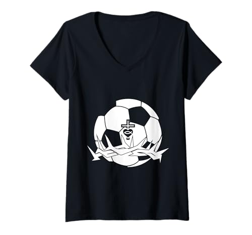 Damen RELIGIÖS Jesus FUßBALL Christ Gott FUßBALL T-Shirt mit V-Ausschnitt Damen RELIGIÖS Jesus FUßBALL Christ Gott FUßBALL T-Shirt mit V-Ausschnitt von JESUS LOVES SOCCER DESIGNS & OUTFITS