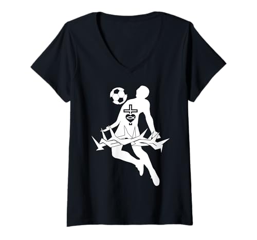 Damen RELIGIÖS Jesus FUßBALL Christ Gott FUßBALL T-Shirt mit V-Ausschnitt Damen RELIGIÖS Jesus FUßBALL Christ Gott FUßBALL T-Shirt mit V-Ausschnitt von JESUS LOVES SOCCER DESIGNS & OUTFITS
