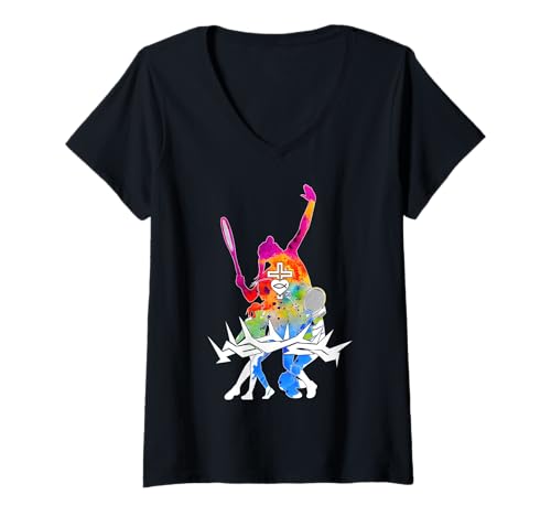 Damen RELIGIÖS Jesus Tennis CHRISTLICH Gott Tennis T-Shirt mit V-Ausschnitt Damen RELIGIÖS Jesus Tennis CHRISTLICH Gott Tennis T-Shirt mit V-Ausschnitt von JESUS LOVES TENNIS DESIGNS & OUTFITS