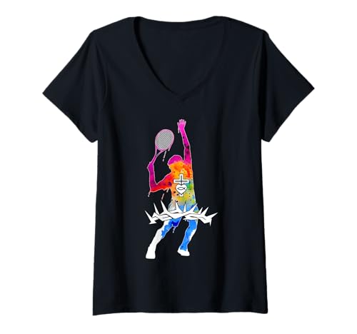 Damen RELIGIÖS Jesus Tennis CHRISTLICH Gott Tennis T-Shirt mit V-Ausschnitt Damen RELIGIÖS Jesus Tennis CHRISTLICH Gott Tennis T-Shirt mit V-Ausschnitt von JESUS LOVES TENNIS DESIGNS & OUTFITS