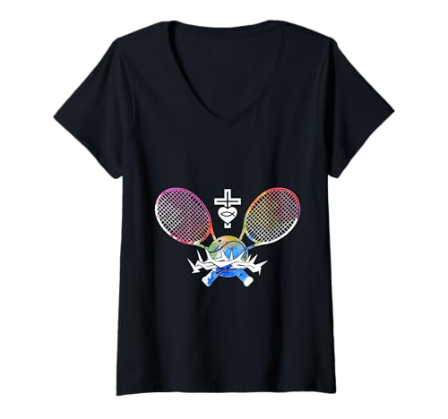 Damen RELIGIÖS Jesus Tennis CHRISTLICH Gott Tennis T-Shirt mit V-Ausschnitt Damen RELIGIÖS Jesus Tennis CHRISTLICH Gott Tennis T-Shirt mit V-Ausschnitt von JESUS LOVES TENNIS DESIGNS & OUTFITS