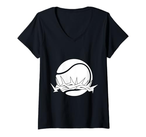 Damen RELIGIÖS Jesus Tennis Christ Gott Tennis T-Shirt mit V-Ausschnitt von JESUS LOVES TENNIS DESIGNS & OUTFITS