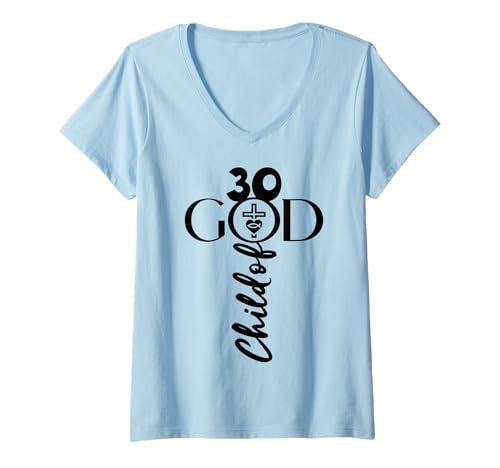 Damen Christ Gott 30 Jahre Jesus 30. Geburtstag T-Shirt mit V-Ausschnitt von JESUS LOVES YOU BIRTHDAY DESIGNS & OUTFITS