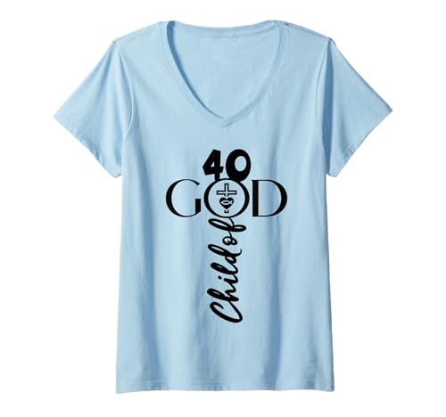 Damen Christ Gott 40 Jahre Jesus 40. Geburtstag T-Shirt mit V-Ausschnitt Damen Christ Gott 40 Jahre Jesus 40. Geburtstag T-Shirt mit V-Ausschnitt von JESUS LOVES YOU BIRTHDAY DESIGNS & OUTFITS
