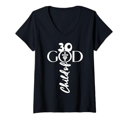 Damen GOTT 30 JAHRE JESUS 30. GEBURTSTAG T-Shirt mit V-Ausschnitt von JESUS LOVES YOU BIRTHDAY DESIGNS & OUTFITS