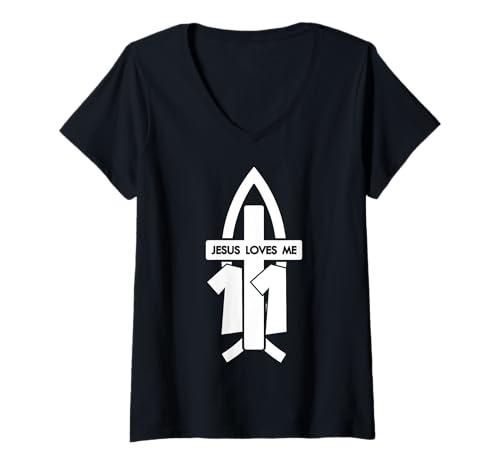 Damen Jesus Loves ME 11 RELIGIÖSES 11 Jahre Jesus 11. Geburtstag T-Shirt mit V-Ausschnitt Damen Jesus Loves ME 11 RELIGIÖSES 11 Jahre Jesus 11. Geburtstag T-Shirt mit V-Ausschnitt von JESUS LOVES YOU BIRTHDAY DESIGNS & OUTFITS