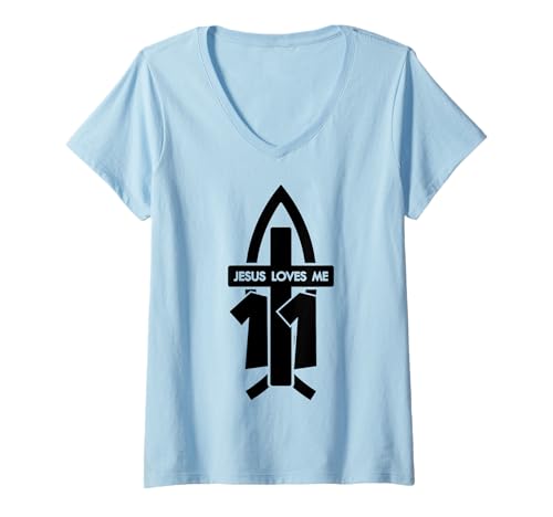 Damen Jesus Loves ME 11 RELIGIÖSES 11 Jahre Jesus 11. Geburtstag T-Shirt mit V-Ausschnitt Damen Jesus Loves ME 11 RELIGIÖSES 11 Jahre Jesus 11. Geburtstag T-Shirt mit V-Ausschnitt von JESUS LOVES YOU BIRTHDAY DESIGNS & OUTFITS