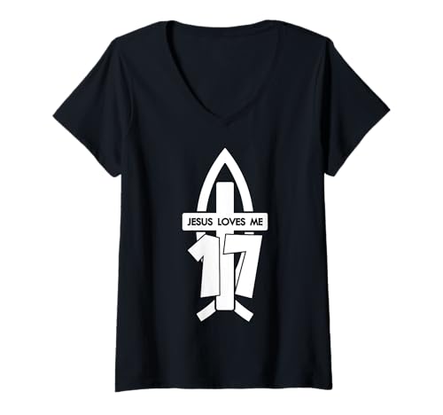 Damen Jesus Loves ME 17 RELIGIÖSES 17 Jahre Jesus 17. Geburtstag T-Shirt mit V-Ausschnitt Damen Jesus Loves ME 17 RELIGIÖSES 17 Jahre Jesus 17. Geburtstag T-Shirt mit V-Ausschnitt von JESUS LOVES YOU BIRTHDAY DESIGNS & OUTFITS