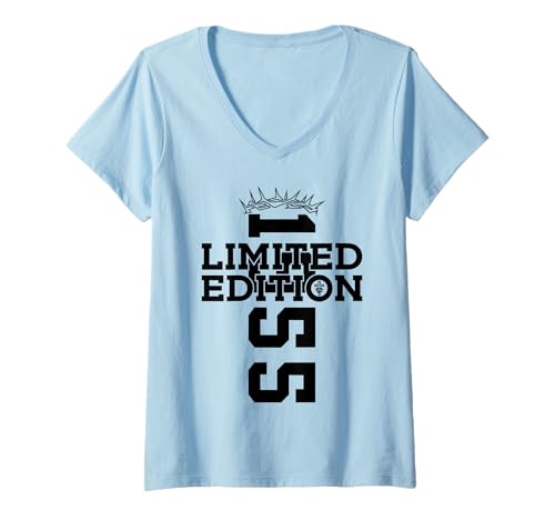 Damen RELIGIÖS Limited Edition 1955 Jesus 70. Geburtstag T-Shirt mit V-Ausschnitt von JESUS LOVES YOU BIRTHDAY DESIGNS & OUTFITS