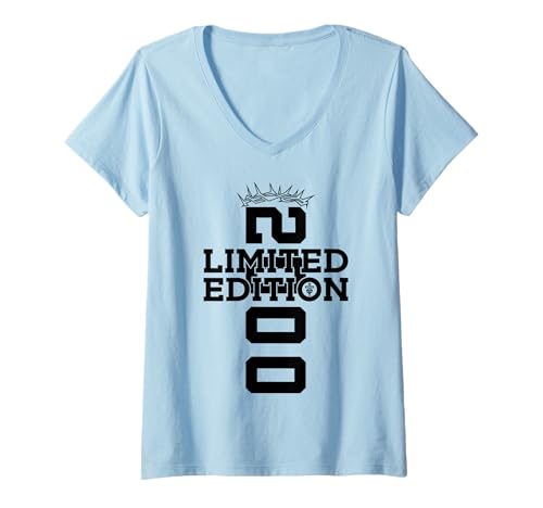 Damen RELIGIÖS Limited Edition 2000 Jesus 25. Geburtstag T-Shirt mit V-Ausschnitt von JESUS LOVES YOU BIRTHDAY DESIGNS & OUTFITS