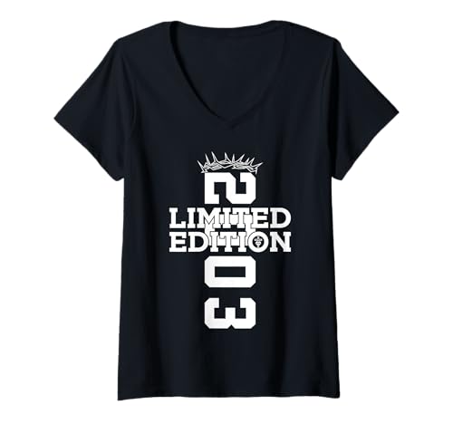 Damen RELIGIÖS Limited Edition 2003 Jesus 22. Geburtstag T-Shirt mit V-Ausschnitt von JESUS LOVES YOU BIRTHDAY DESIGNS & OUTFITS