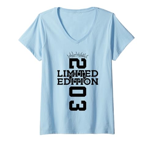 Damen RELIGIÖS Limited Edition 2003 Jesus 22. Geburtstag T-Shirt mit V-Ausschnitt von JESUS LOVES YOU BIRTHDAY DESIGNS & OUTFITS
