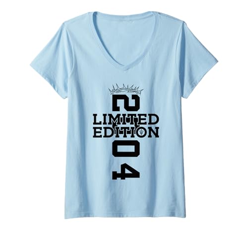 Damen RELIGIÖS Limited Edition 2004 Jesus 21. Geburtstag T-Shirt mit V-Ausschnitt von JESUS LOVES YOU BIRTHDAY DESIGNS & OUTFITS