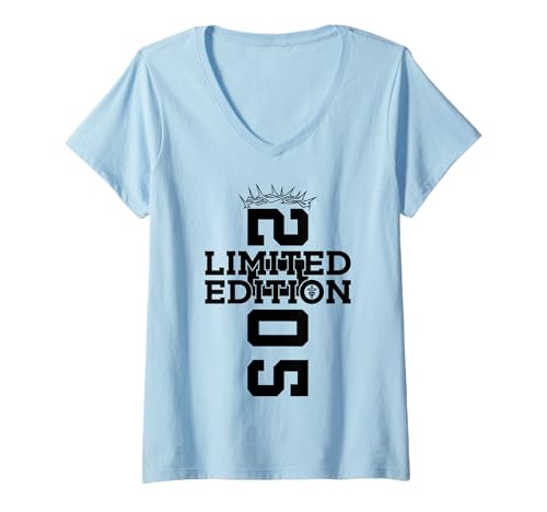 Damen RELIGIÖS Limited Edition 2005 Jesus 20. Geburtstag T-Shirt mit V-Ausschnitt von JESUS LOVES YOU BIRTHDAY DESIGNS & OUTFITS