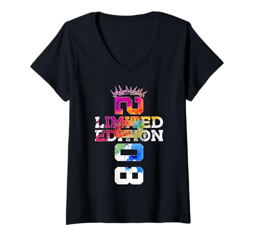 Damen RELIGIÖS Limited Edition 2008 Jesus 17. Geburtstag T-Shirt mit V-Ausschnitt von JESUS LOVES YOU BIRTHDAY DESIGNS & OUTFITS