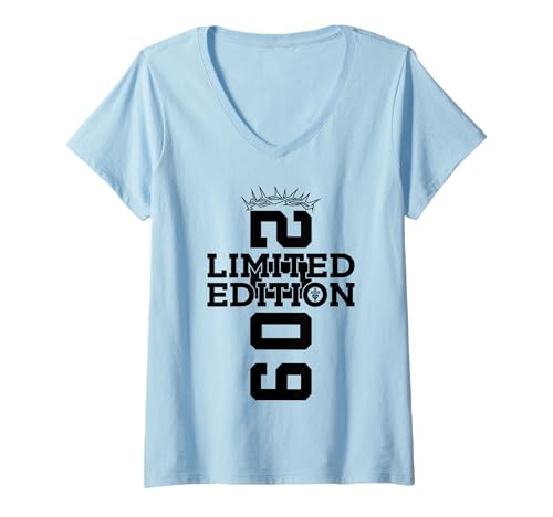 Damen RELIGIÖS Limited Edition 2009 Jesus 16. Geburtstag T-Shirt mit V-Ausschnitt von JESUS LOVES YOU BIRTHDAY DESIGNS & OUTFITS